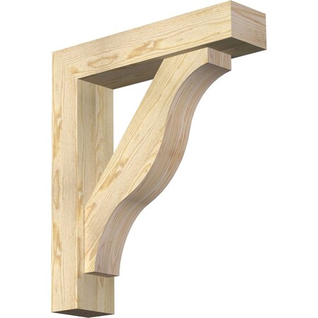 Ekena Millwork Funston Block Rough Sawn Bracket w/ Offset Brace, Douglas Fir, 6"W x 26"D x 30"H BKT0604X26X30FST05RDF